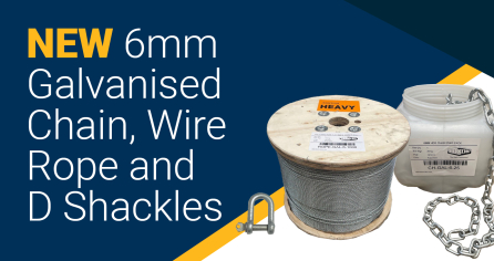Introducing our NEW 6mm Galvanised Chain, Wire Rope and D Shackles