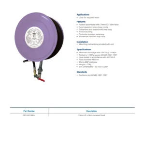 Australian Standard Fixed Hose Reel - Lilac Data Sheet