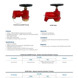 Fire Hydrant Landing Valves British Instantaneous - Data Sheet