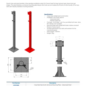 Hose Reel Stand - Data Sheet