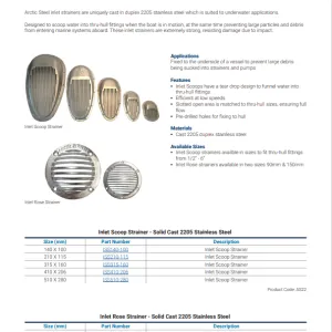 Dixon Technical Data Sheet Inlet Strainers