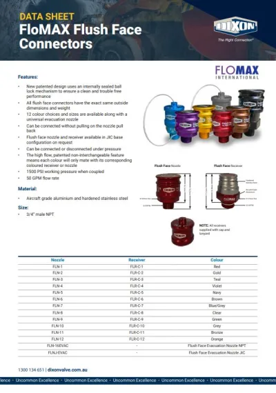 FloMax Flush Face Connectors