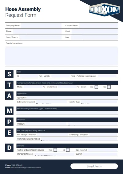STAMPED Hose Assembly Request Form